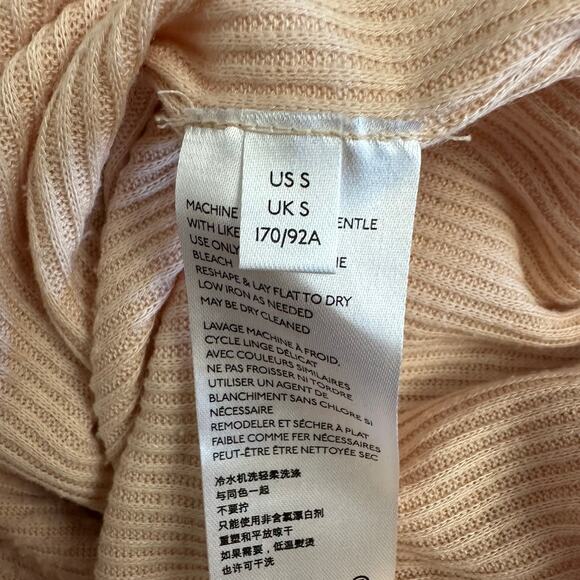 We The Free Free People Women’s Small Blush Pink Ribbed Mock Neck Pullover Top - Picture 8 of 8